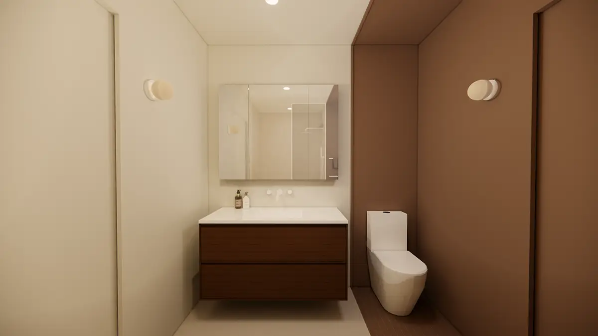 Salle de bain avec céramique texturée
